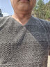 羅蒙（ROMON）2025夏季新款冰絲鏤空男士短袖T恤針織網(wǎng)眼V領(lǐng)半袖小衫薄款體恤潮 卡其色-V領(lǐng) 2XL 130-145斤 曬單實拍圖