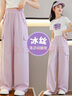 畫(huà)弈黍夏季女童闊腿褲兒童褲子冰絲工裝褲2024新款防蚊褲女大童夏裝長(cháng)褲 粉紫色 170 曬單實(shí)拍圖