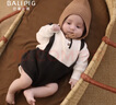 巴厘小豬嬰兒秋冬連體衣針織包屁衣保暖毛線(xiàn)衣假兩件背帶純棉 深灰 80cm 曬單實(shí)拍圖