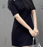 FILA 斐樂官方女子針織連衣裙2025夏新款時尚簡約休閑修身連身裙 正黑色-BK XL 曬單實拍圖