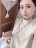 清晨的星星新中式幾何圓環(huán)吊墜長款項鏈女款百搭高級感掛脖毛衣鏈鎖骨鏈配飾 藻綠圓環(huán)項鏈 曬單實拍圖