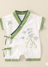 G.DUCKKIDS小黃鴨童裝嬰兒衣服0-6個月新生兒男女寶寶唐裝夏季短袖哈衣漢服 竹綠色-6211國風竹子 66cm 66碼建議3-6個月10斤-13斤 曬單實拍圖