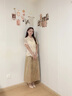 布符（Cloth Fu）布符2025年夏季新品繡花蕾絲花邊旗袍上衣女裝典雅顯瘦氣質(zhì)復(fù)古 米杏 S 曬單實(shí)拍圖