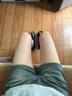 衣然呈品美式做舊高腰牛仔短褲女夏季薄款遮肉顯瘦包臀時(shí)尚百搭A(yù)字熱褲女 藍(lán)色 M 【建議90-110斤】 曬單實(shí)拍圖