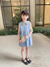 G.DUCKKIDS童裝女童連衣裙夏季2024新款兒童裙子夏天公主裙中小童女孩背心裙 藍色菠蘿 90 (建議身高80-90 1歲半-2歲) 曬單實(shí)拍圖