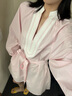 Tory Burch 湯麗柏琦【線上專享】 棉質(zhì)V領(lǐng)束腰連衣裙TB 150311 灰粉色 600 S 160/84A 曬單實(shí)拍圖