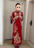 新中式紅色旗袍新娘高級訂婚禮服2025款敬酒服重工珠繡旗袍兩件套 高端-YD花禧(外套+旗袍）（無(wú)頭飾） 提花緞-面料帶花紋 S 建議體重80-90斤 曬單實(shí)拍圖