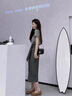 溫格芳 連衣裙女2025夏季新款高級感穿搭減齡時(shí)尚套裝氣質(zhì)休閑半身裙子 灰色T恤+深灰色半身裙 M 曬單實(shí)拍圖