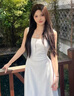 GARNUO綠色連衣裙子女夏季法式茶歇小個子高級感赫本風(fēng)無袖收腰顯瘦短裙 白色 L 【111-120斤】 曬單實拍圖