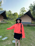KOLON SPORT/可隆戶外夾克 女子防曬UPF50+防潑水耐磨短款外套 LKJK5AT602-OR 橙色 S 160/84A 曬單實拍圖