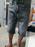 啄木鳥(niǎo)七分牛仔褲男士短褲夏季薄款寬松直筒休閑褲子男生夏天彈力馬中褲 8791藍色+8818灰色 31 曬單實(shí)拍圖