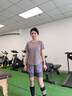 PHIGEER跑步女運動套裝晨跑服夏季輕薄瑜伽健身服三分褲防走光速干衣短袖 紫色兩件套（灰咖紫五分褲） M 曬單實拍圖