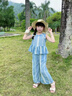 FIDQIOG女童夏裝新款網(wǎng)紅寬松兩件套 藍色 120 cm 曬單實拍圖