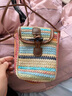 途尊撞色沙灘度假草編包包女式2025新款夏斜挎小包流行手工編織手機包 綠色 曬單實(shí)拍圖