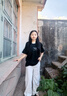UKMR休閑褲女卡其色九分牛仔闊腿褲女2025新款夏季薄款遮腿小個(gè) 奶白色 S 【建議80-95斤】 曬單實(shí)拍圖