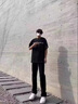 迪伽達(dá)微喇牛仔褲男潮牌時尚休閑瘦腿高街痞帥簡約百搭修身ootd長褲子男 TOP-7711黑色微喇叭 XL 曬單實拍圖