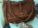 裘真洗水001郵差包女大容量托特包單肩斜挎植鞣牛皮包包 焦糖色-加大號 預售30天 曬單實(shí)拍圖