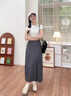 夢(mèng)琪嵐2025新款日系校園風(fēng)短袖百搭上衣+高腰休閑百搭A字半身裙兩件套 上衣+半身裙 S 建議90斤以?xún)?曬單實(shí)拍圖