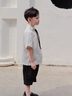 G.DUCKKIDS小黃鴨男童套裝夏季學(xué)院風(fēng)兒童西裝演出服男孩白襯衫黑褲子兩件套 白色襯衫+黑色褲子+領(lǐng)帶 130 建議7~8歲【120-130cm】cm 曬單實(shí)拍圖