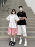 超會購 花朵項鏈刺繡短袖T恤女夏季新款潮牌街頭美式重磅純棉上衣 白色 M 曬單實拍圖