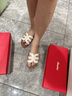 Bata外穿拖鞋女2025夏羊皮度假軟底一字涼拖鞋AHC07BT5 米白 38 曬單實(shí)拍圖