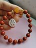 妍韻珠寶精品8-9mm南紅瑪瑙手串 S925銀蜜蠟琥珀蓮藕水晶瑪瑙男女士款手鏈 曬單實(shí)拍圖