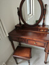 比象木業(yè)美式實(shí)木梳妝臺現代簡(jiǎn)約復古抽屜臥室小戶(hù)型化妝桌橡木梳妝凳組合 梳妝臺組合【帶鏡帶凳】 【100*45*154cm】板栗色 曬單實(shí)拍圖