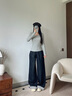 茵曼原色條紋翻邊闊腿牛仔褲2025秋女裝新款寬松褲子 牛仔藍(lán) 26 曬單實(shí)拍圖