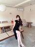 蔻伊婭（Kouyiya）品牌女裝新品旗袍連衣裙女2025新款復(fù)古長(zhǎng)裙女包臀裙開(kāi)叉黑色裙子 黑色 M 曬單實(shí)拍圖