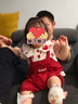 班喜迪嬰兒衣服夏季嬰幼兒連體衣寶寶周歲禮服小月齡哈衣爬服夏裝外出服 紅色 80cm 曬單實(shí)拍圖