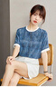 衣典零一（LEDIALYI）2025夏季女裝新款高端休閑洋氣真絲短袖t恤女桑蠶絲襯衫半袖上衣 牛仔藍 M 曬單實(shí)拍圖