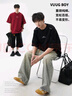 VUUG夏季純棉2025新款美式重磅透氣短袖T恤男上衣 藏藍 2XL 曬單實(shí)拍圖