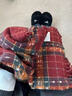 新款美拉德仿羊絨格子圍巾女秋冬季加厚保暖披肩兩用純色學(xué)生圍脖 大版 星星漿果紅 顯白 曬單實(shí)拍圖