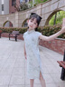 莫代爾綠色女童旗袍夏季薄款清新中國風連衣裙小女孩走秀古箏演出服日常 淺綠色 150 (3XL) 150 曬單實拍圖
