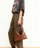 紅蜻蜓包包女包2025新款雙面牛皮hobo單肩斜挎托特媽包送女友生日禮物 淺咖啡色 曬單實(shí)拍圖