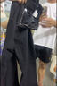 Homlean復(fù)古水洗牛仔褲男春夏美式直筒微喇顯高百搭街頭風(fēng)an07黑色M 曬單實(shí)拍圖