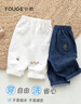幼歌（YOUGE）嬰幼兒2024新款森系直筒牛仔褲柔軟時(shí)髦百搭蘿卜褲 牛仔藍(66-90cm兩用襠) 120 cm 曬單實(shí)拍圖