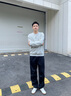 森馬（Semir）休閑褲男工裝褲寬松直筒褲子秋季戶外時(shí)尚純色長褲純棉松緊腰 黑色90001 XL 曬單實(shí)拍圖