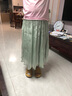 tromlfz感流光紗裙女夏季新款高腰a字半身裙中長款氣質顯瘦大擺傘裙 淺綠色 均碼 80-160斤 曬單實拍圖