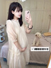 DOMIAMIAKIDS法式孕婦裝新款夏季輕薄透氣甜美寬松孕媽媽裙仙女氣質(zhì)連衣裙 杏色 L（建議體重110-125斤） 曬單實(shí)拍圖