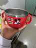 迪士尼（Disney）兒童碗寶寶不銹鋼餐具家用幼兒園小學(xué)生男女孩吃飯湯碗帶手柄蓋子 米奇紅雙耳碗（580ml） 曬單實拍圖