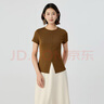哥弟（GIRDEAR）女裝2025新款前中小開(kāi)叉短袖T恤女130031香料棕M (3碼) 曬單實(shí)拍圖