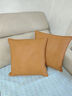 CORRIDORCR|北歐設計師|原創(chuàng  )真皮羽絨靠墊沙發(fā)抱枕頭層牛皮客廳腰枕靠背墊 愛(ài)心橙（進(jìn)口頭層黃牛皮） 45*45 曬單實(shí)拍圖
