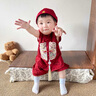 G.DUCKKIDS小黃鴨周歲禮服男寶寶抓周衣服女漢服百日宴百天滿月嬰兒套裝夏季 紅色+香囊 90 建議1~2歲【 80-90cm】cm 曬單實拍圖