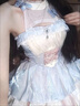 閃動少女（SHANDONGSHAONV）桔梗house洛麗塔lolita公主風特風掛脖吊帶短裙蓬蓬裙 杏藍粉-吊帶(送圍脖) XL (115斤-130斤) 曬單實拍圖