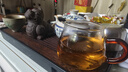 班意 公道杯 公杯分茶器 分茶勻杯茶海200ML純手工高硼硅耐熱玻璃 迷你小巧花海(200ML)紅色柄 曬單實(shí)拍圖