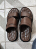 蜘蛛王涼鞋男士拖鞋夏季休閑透氣沙灘鞋牛皮舒適防滑兩穿涼拖 棕色 40 曬單實(shí)拍圖