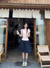 燦圖美式潮流a字半身裙女夏季薄款小個子高腰顯瘦寬松運動百褶包臀裙 藏青色 M 【建議105-120斤】 曬單實拍圖