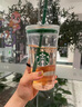 星巴克星巴克杯子大容量便攜冷飲杯咖啡杯玻璃吸管杯耐熱防爆咖啡杯水杯 綠色吸管杯 曬單實(shí)拍圖
