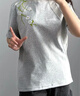 404MOBGANG花卉刺繡解構(gòu)拼接boxy版型短袖T恤男女短款cleanfit正肩潮t 灰色 L 曬單實(shí)拍圖